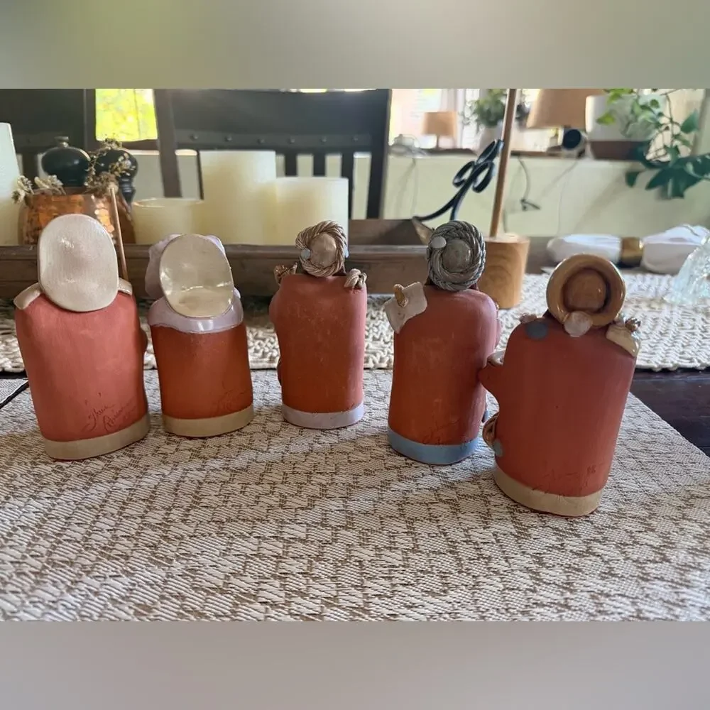 Vintage Artisan nativity set terracotta 5 pcs